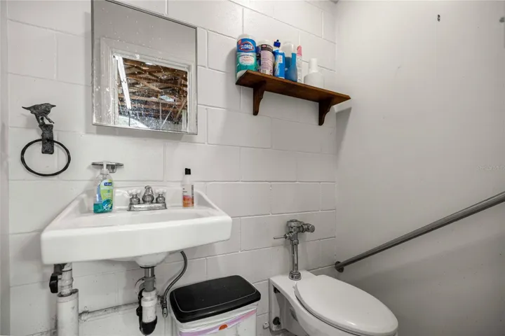 Half bathroom located in the detached garage