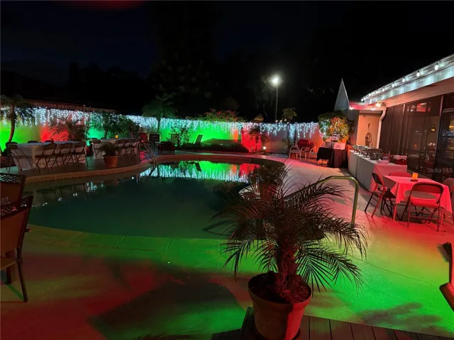 Night lights around pool