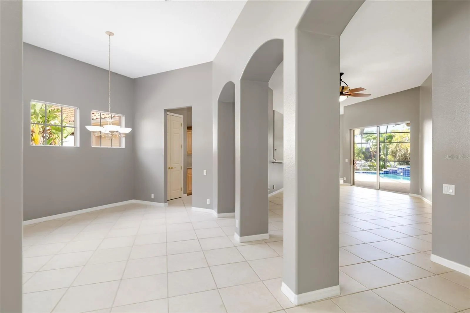 Open, seamless flow formal Dining room