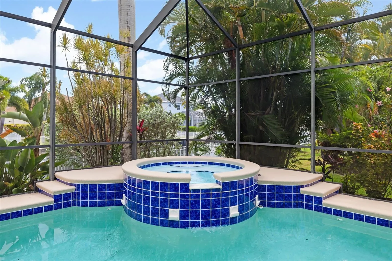 Spa with view of the boat dock and freshwater canal