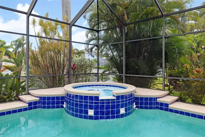 Spa with view of the boat dock and freshwater canal