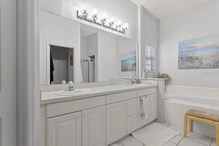 Primary bathroom dual vanity