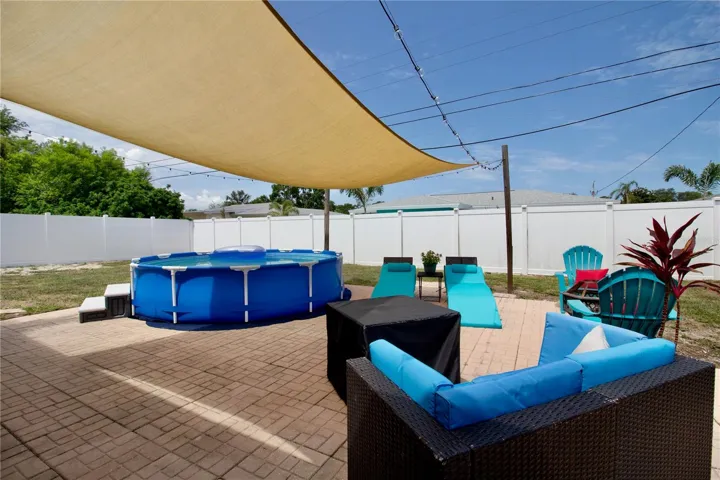 Pavered Backyard PatioTemp Pool that stays!