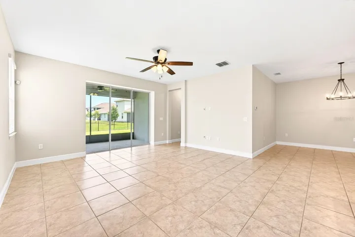 Open living and dining.