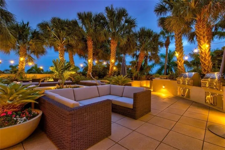 fire pit, grill and lounge area