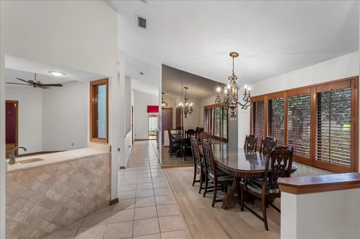 Dining room facing Family room and Kitchen
