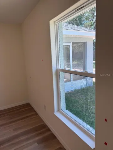 Model home owner suite window viewing porch