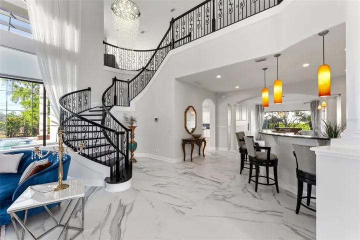 Foyer looking toward wet bar