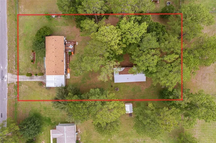 Aerial drone photo with outline of property