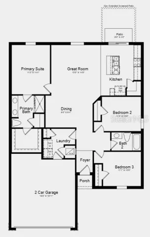 Floor Plan - Additional Highlights Include: Top load washer and dryer, GE refrigerator, extended LVP flooring, and whole house blinds