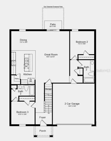 First Floor Plan - Additional Highlights Include: GE refrigerator, top load washer and dryer, extended LVP flooring at 1st floor, and window blinds throughout the whole house