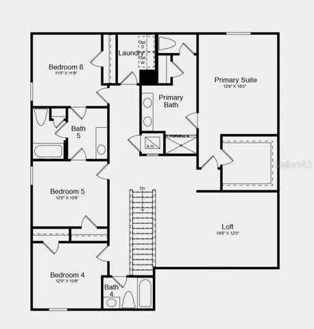 Second Floor Plan - Additional Highlights Include: GE refrigerator, top load washer and dryer, extended LVP flooring at 1st floor, and window blinds throughout the whole house