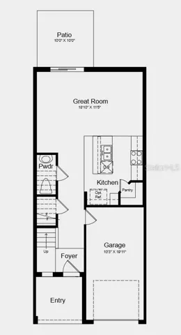 First Floor Plan - Additional Highlights Include: white cabinets, quartz countertops, appliances, 2