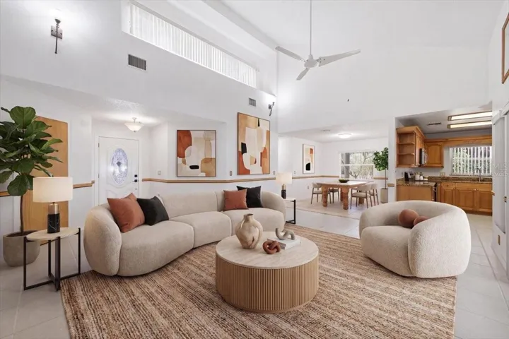 Virtually staged living room