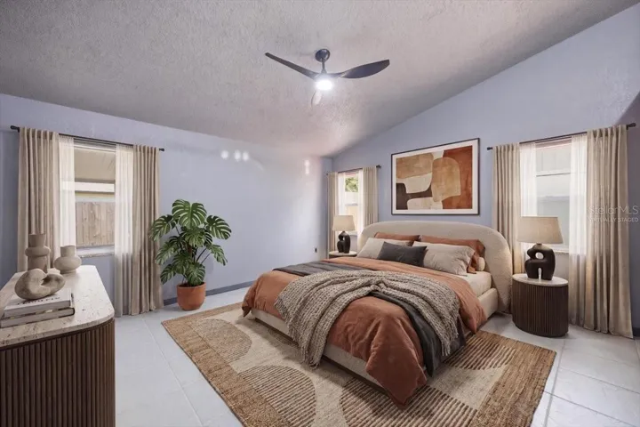 Virtually staged primary bedroom