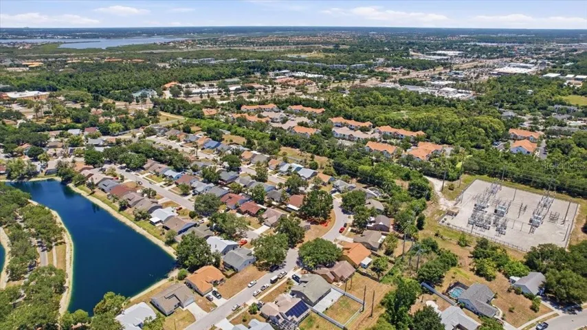 Aerial view of neighborhood