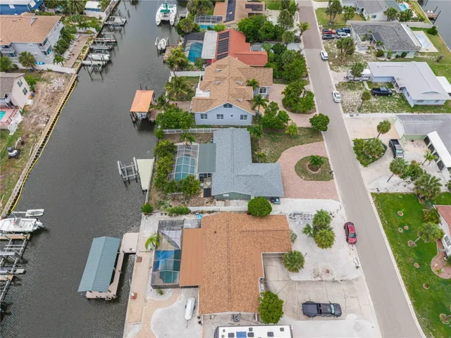 Aerial looking down canal