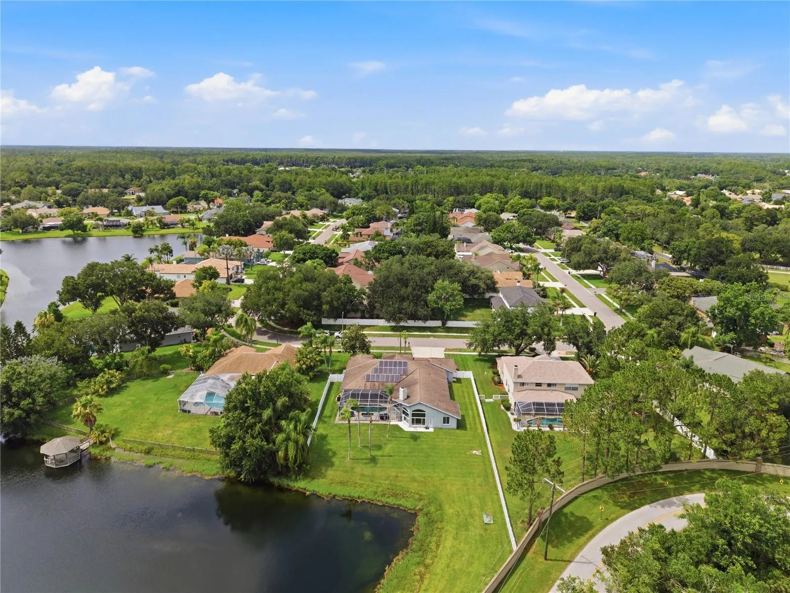 Aerial view from the south of the property
