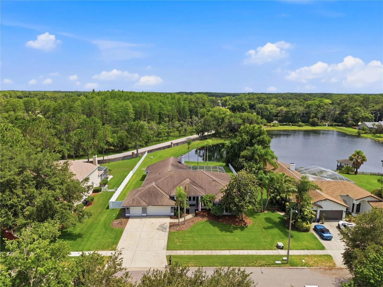 Aerial view from the front of the property