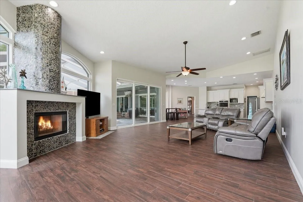 Wood burning fireplace