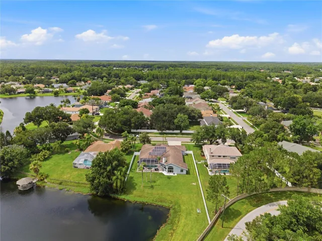 Aerial view from the south of the property