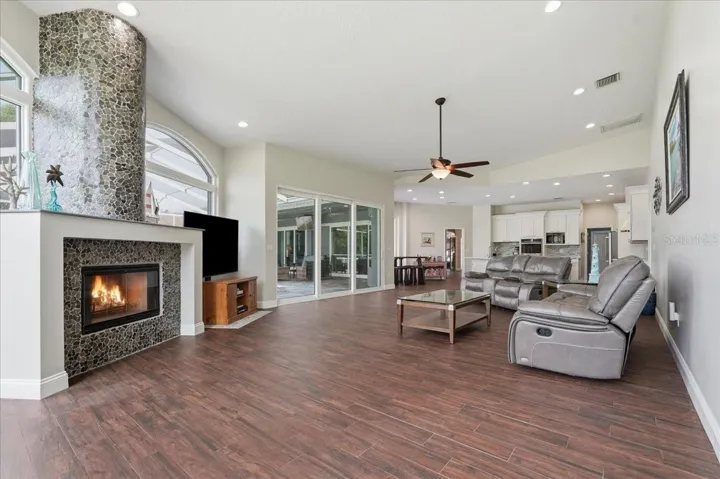 Wood burning fireplace