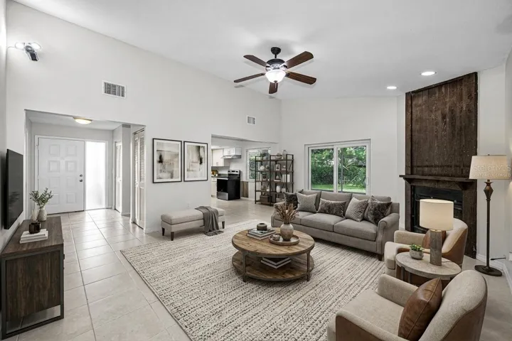 Living room area virtually staged