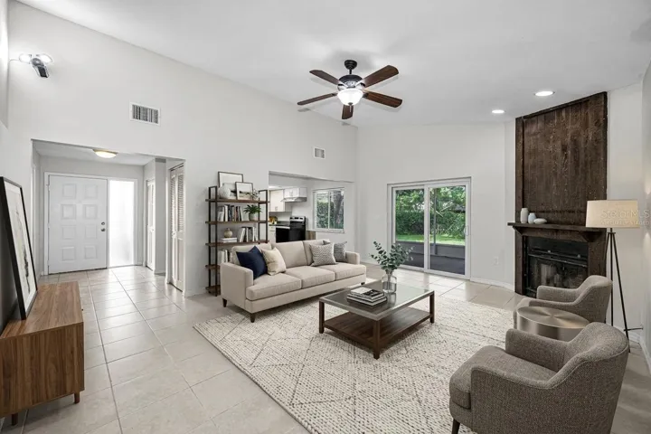 Living room area virtually staged
