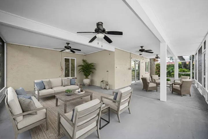 Back/side patio virtually staged