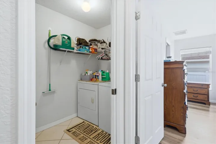 Laundry area going out to the garage