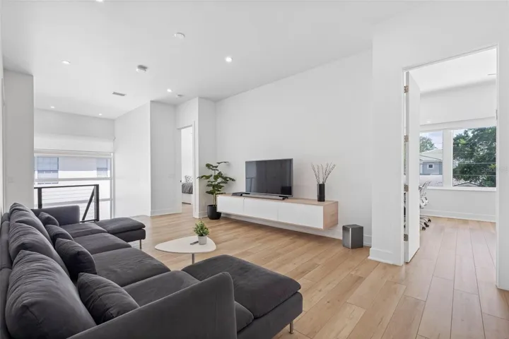 Family on the second floor features built-ins to store media devises and drawers. Dimmable lights.