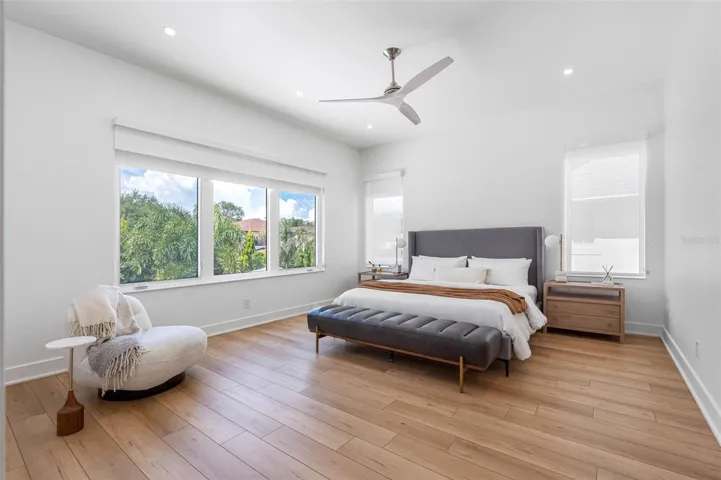 French doors open to the ample master bedroom. Minka ceiling fan, known for their quiet operation and distinctive style. Dimmable lights.