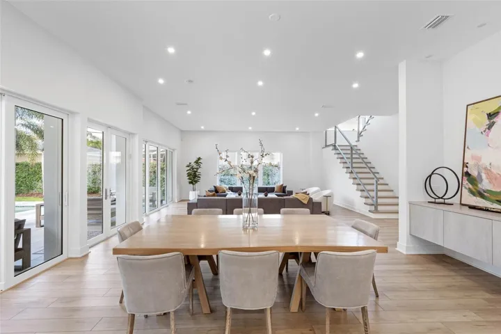 View form the kitchen to the dining room and living room.