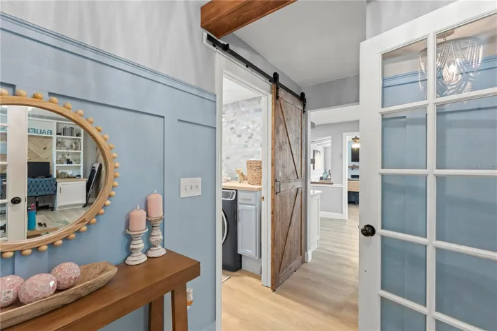 Foyer to Laundry Room W Sliding Barn Door
