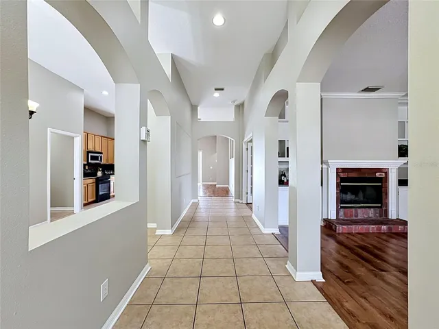 Off to the left is the breakfast room and off to the right is the living area