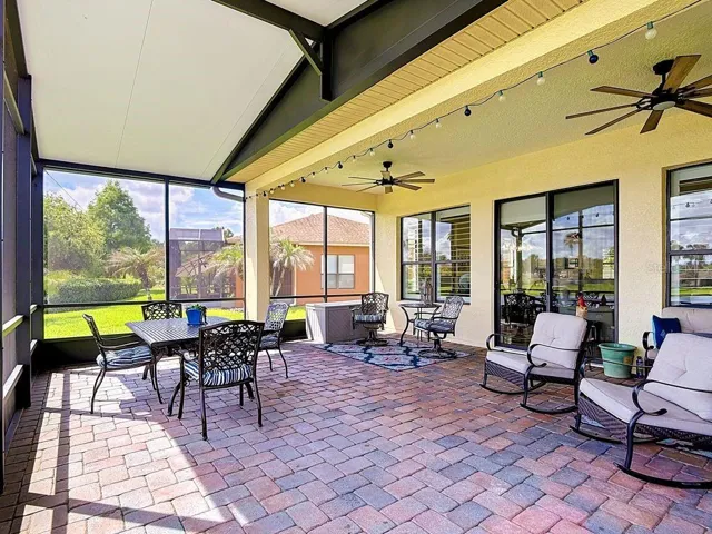 Large pitched roof screened lanai