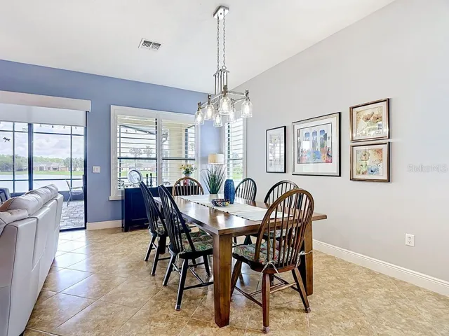 Large Dining area with upgraded lighting