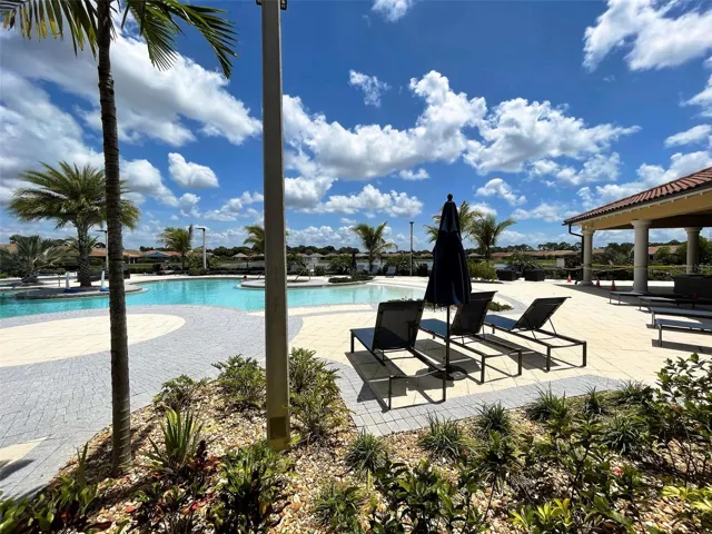 Plenty of seating around community pool