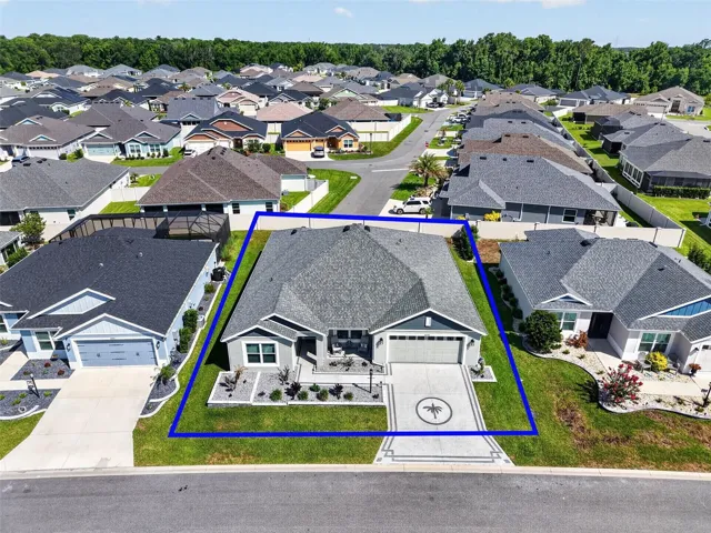 Aerial Front Elevation with Property Lines and Rear Privacy Wall