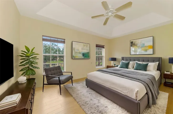 Virtually staged Master Bedroom