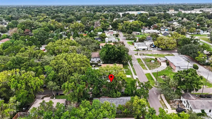 Aerial view of home & neighborhood