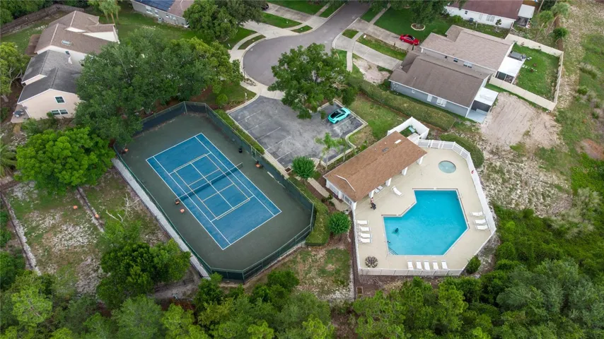 The community offers tennis courts and a community pool