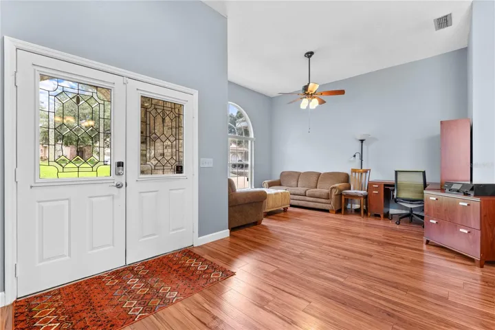 When you enter the home the living room is to your left
