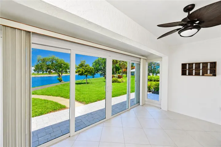 Sunroom through to lake