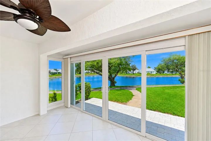 Sunroom through to lake