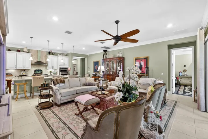 Open-concept floor plan featuring the kitchen and family room.