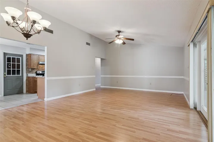 Living Room Dining Room with view to the Kitchen