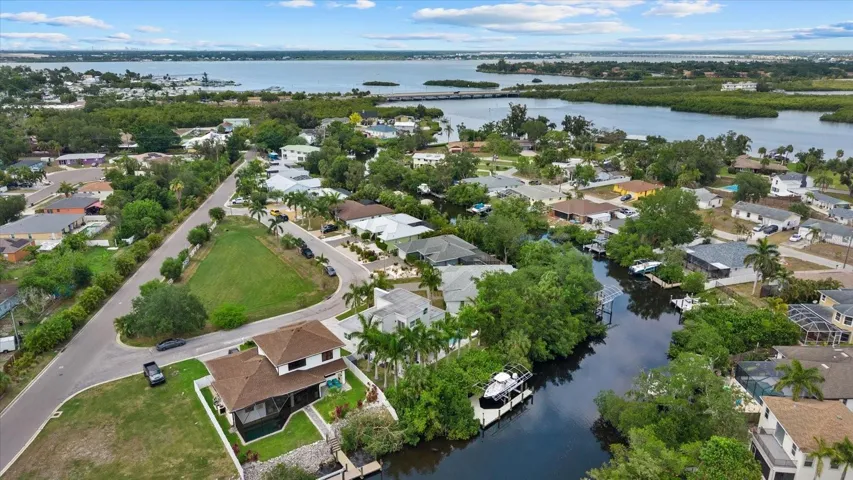 Rear Aerial View of the quiet neighborhood