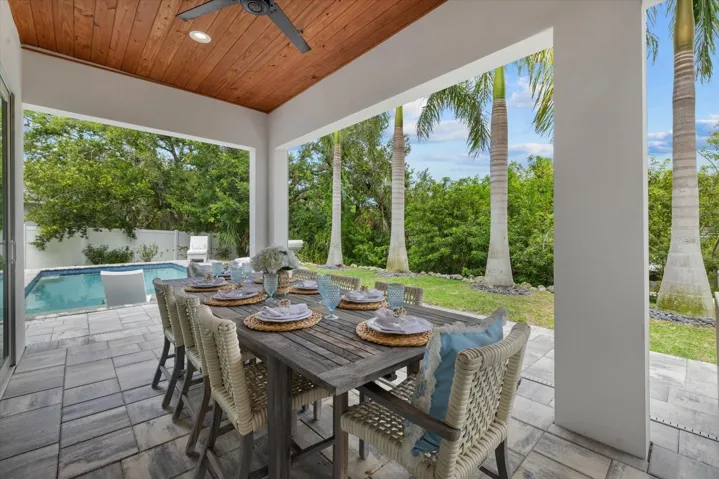Covered Lanai with a private backyard