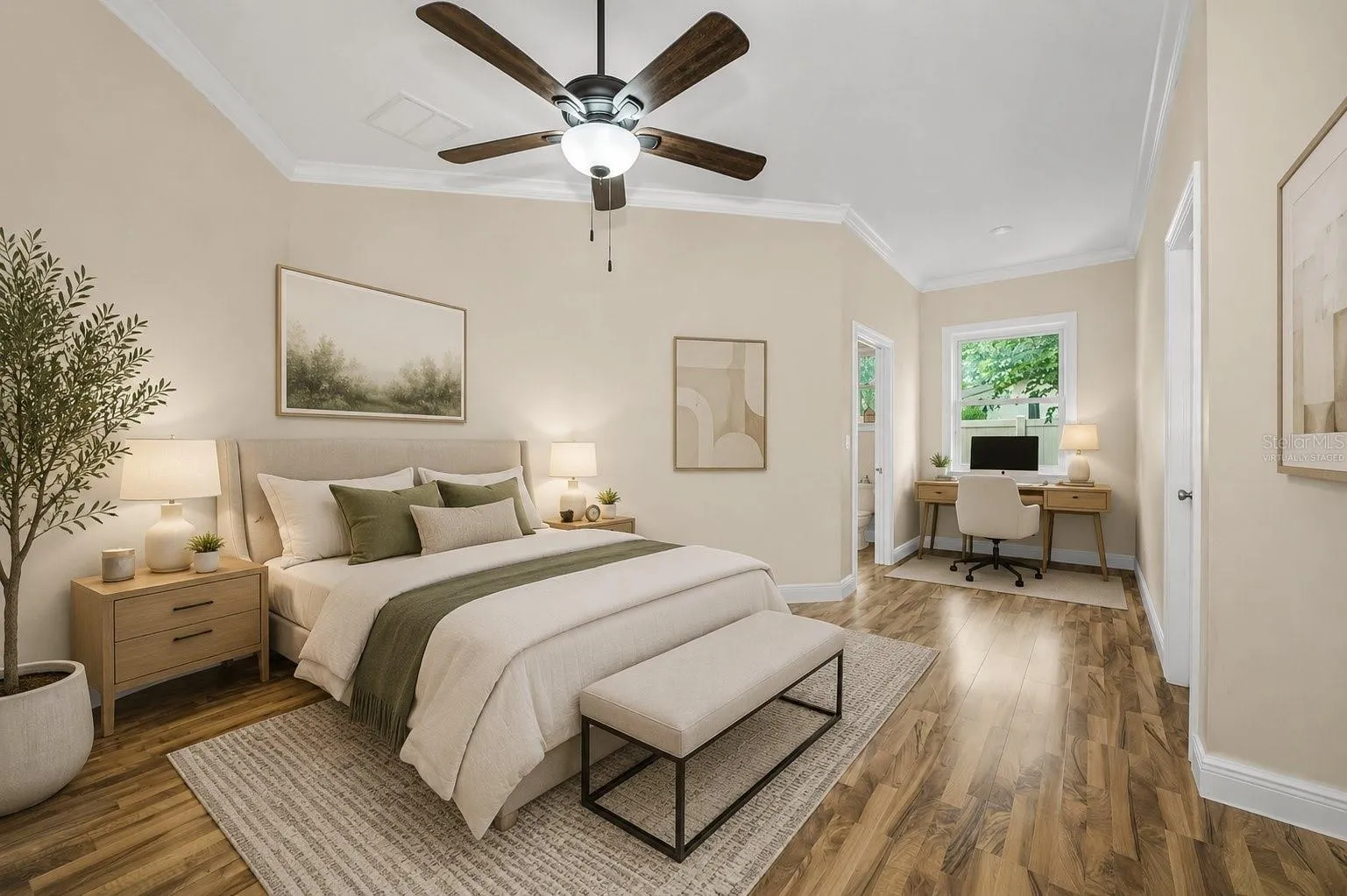 Virtually Staged, Bedroom 3 with Office Nook
